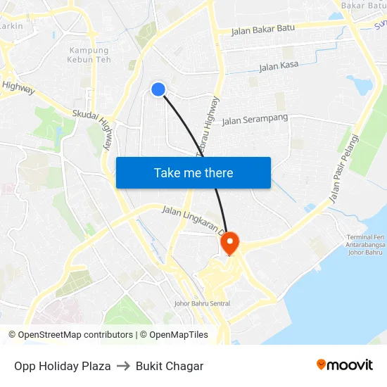Opp Holiday Plaza to Bukit Chagar map