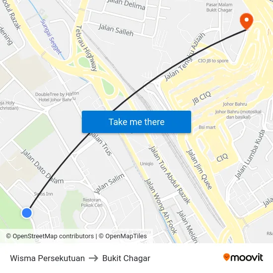 Wisma Persekutuan to Bukit Chagar map