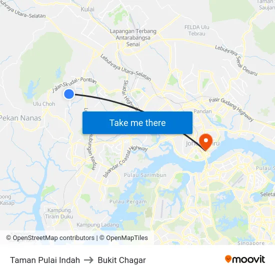 Taman Pulai Indah to Bukit Chagar map