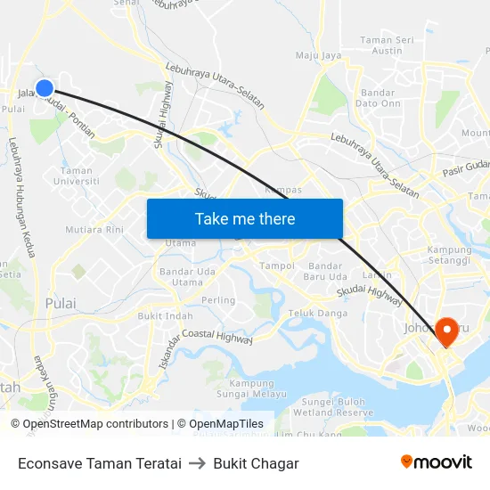 Econsave Taman Teratai to Bukit Chagar map