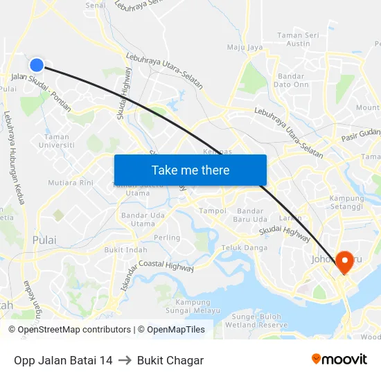Opp Jalan Batai 14 to Bukit Chagar map
