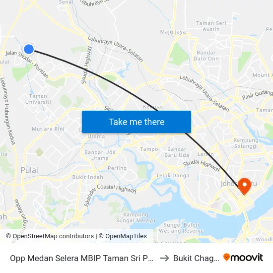 Opp Medan Selera MBIP Taman Sri Pulai to Bukit Chagar map