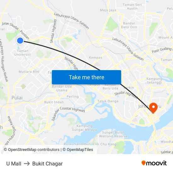 U Mall to Bukit Chagar map