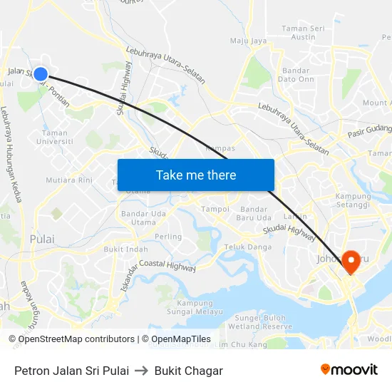 Petron Jalan Sri Pulai to Bukit Chagar map