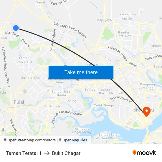 Taman Teratai 1 to Bukit Chagar map