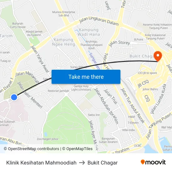 Klinik Kesihatan Mahmoodiah to Bukit Chagar map