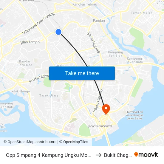 Opp Simpang 4 Kampung Ungku Mohsin to Bukit Chagar map