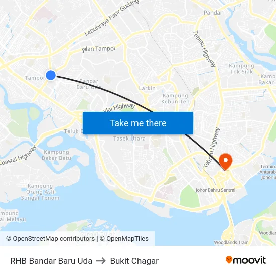 RHB Bandar Baru Uda to Bukit Chagar map