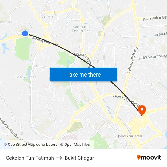Sekolah Tun Fatimah to Bukit Chagar map