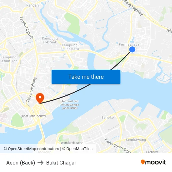 Aeon (Back) to Bukit Chagar map