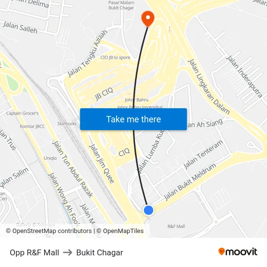 Opp R&F Mall to Bukit Chagar map