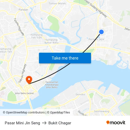 Pasar Mini Jin Seng to Bukit Chagar map