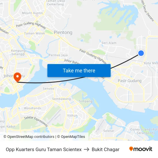 Opp Kuarters Guru Taman Scientex to Bukit Chagar map