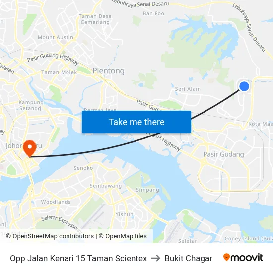 Opp Jalan Kenari 15 Taman Scientex to Bukit Chagar map