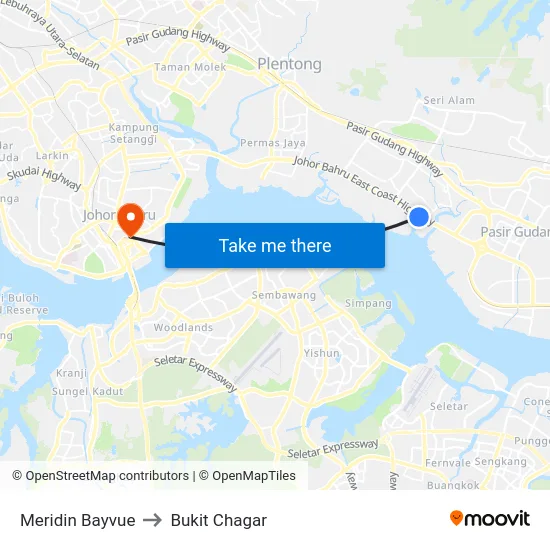 Meridin Bayvue to Bukit Chagar map