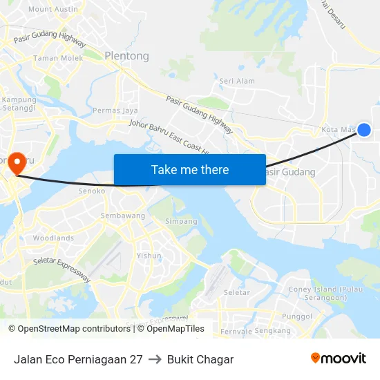 Jalan Eco Perniagaan 27 to Bukit Chagar map