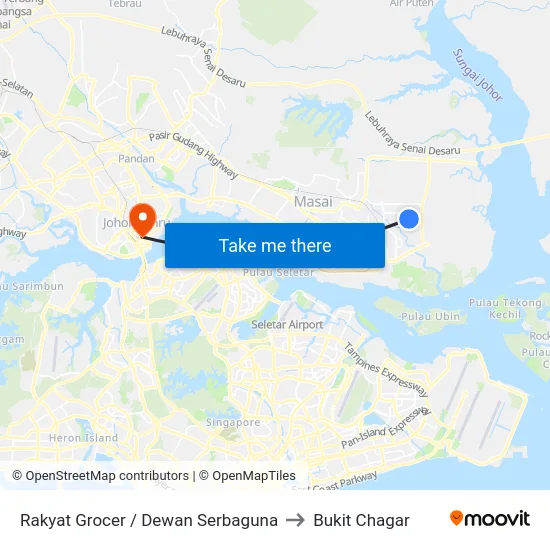Rakyat Grocer / Dewan Serbaguna to Bukit Chagar map