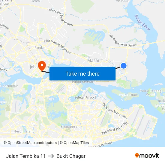 Jalan Tembika 11 to Bukit Chagar map