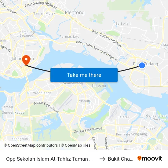 Opp Sekolah Islam At-Tahfiz Taman Mawar to Bukit Chagar map