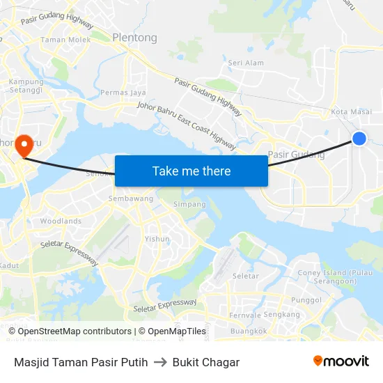 Masjid Taman Pasir Putih to Bukit Chagar map
