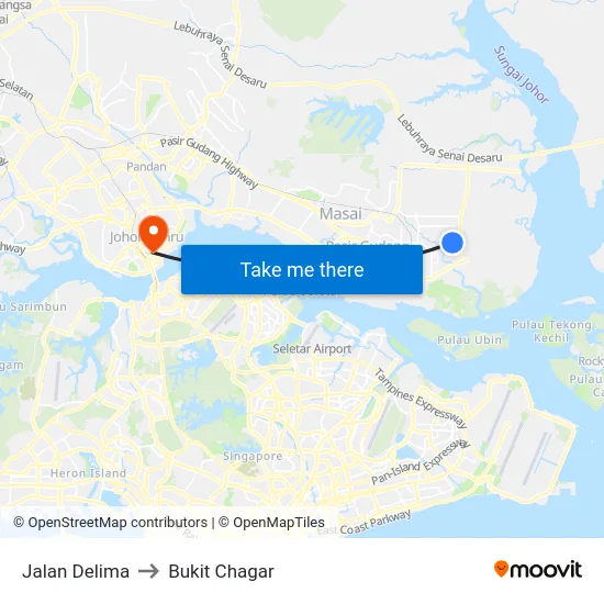 Jalan Delima to Bukit Chagar map