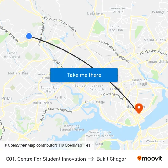 S01, Centre For Student Innovation to Bukit Chagar map