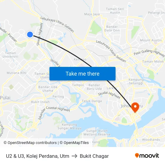 U2 & U3, Kolej Perdana, Utm to Bukit Chagar map