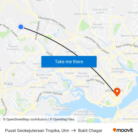 Pusat Geokejuteraan Tropika, Utm to Bukit Chagar map