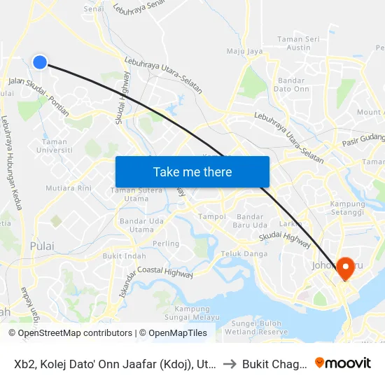 Xb2, Kolej Dato' Onn Jaafar (Kdoj), Utm to Bukit Chagar map