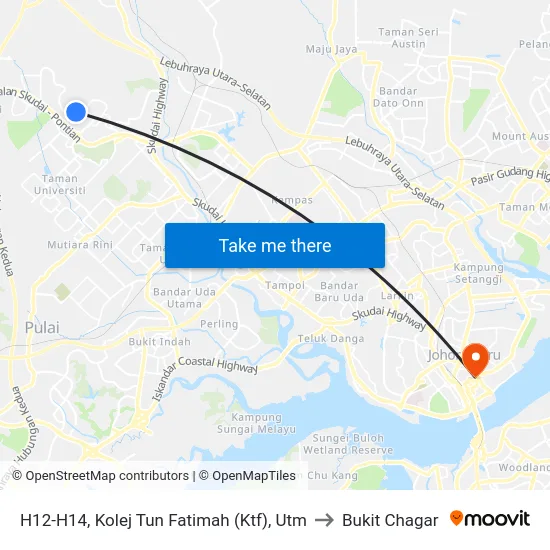 H12-H14, Kolej Tun Fatimah (Ktf), Utm to Bukit Chagar map