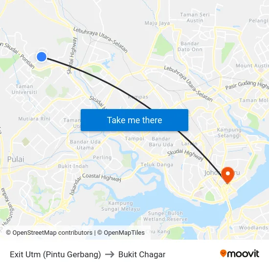 Exit Utm (Pintu Gerbang) to Bukit Chagar map