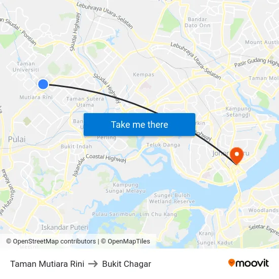 Taman Mutiara Rini to Bukit Chagar map