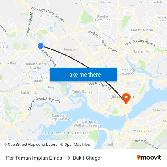 Ppr Taman Impian Emas to Bukit Chagar map