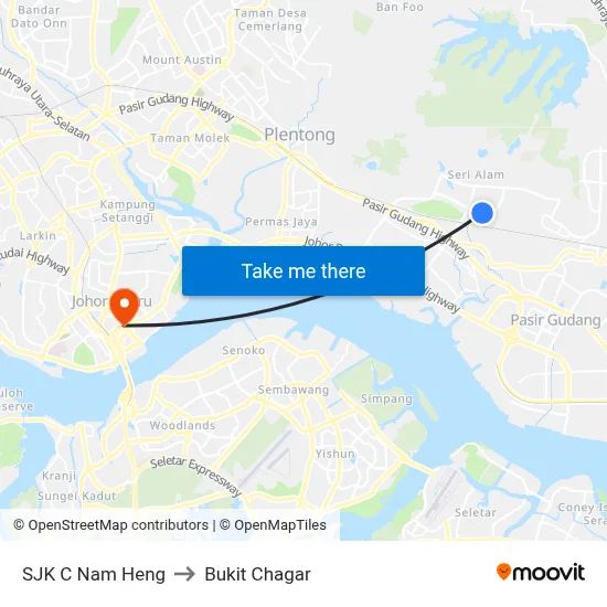 SJK C Nam Heng to Bukit Chagar map