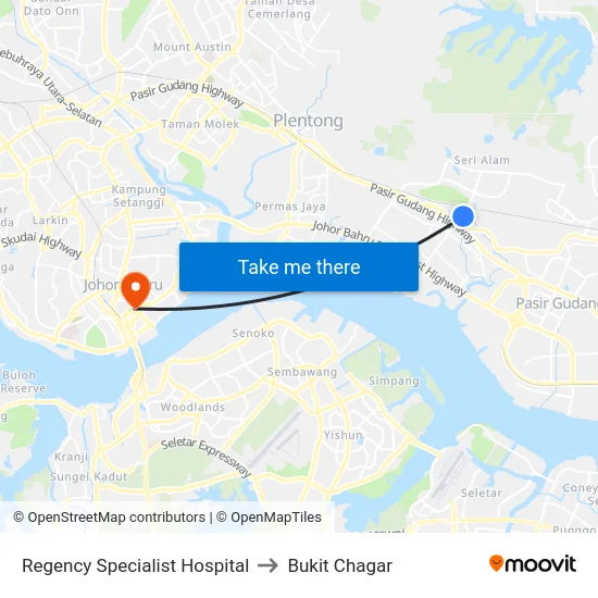 Regency Specialist Hospital to Bukit Chagar map