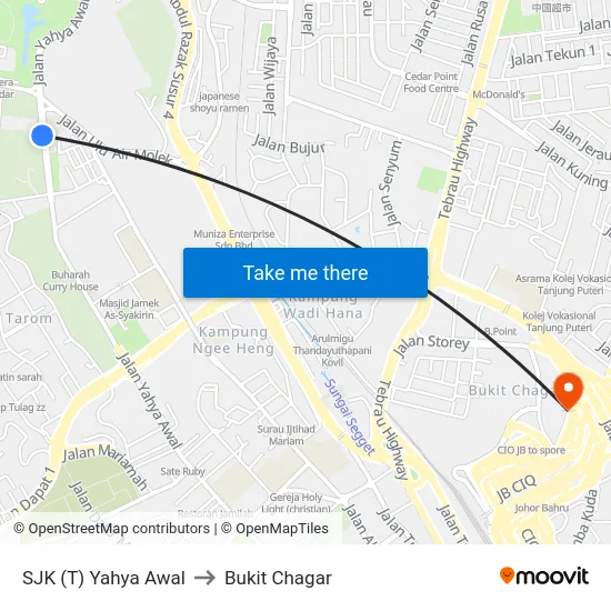 SJK (T) Yahya Awal to Bukit Chagar map