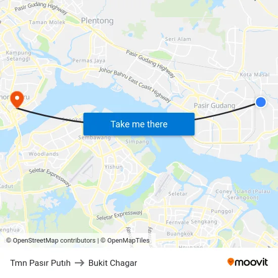Tmn Pasır Putıh to Bukit Chagar map