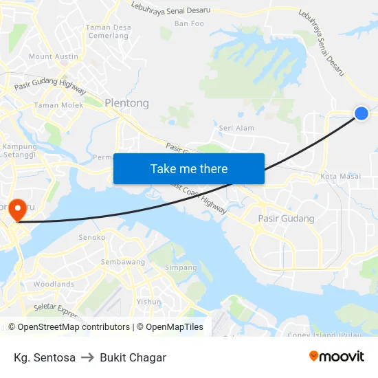 Kg. Sentosa to Bukit Chagar map