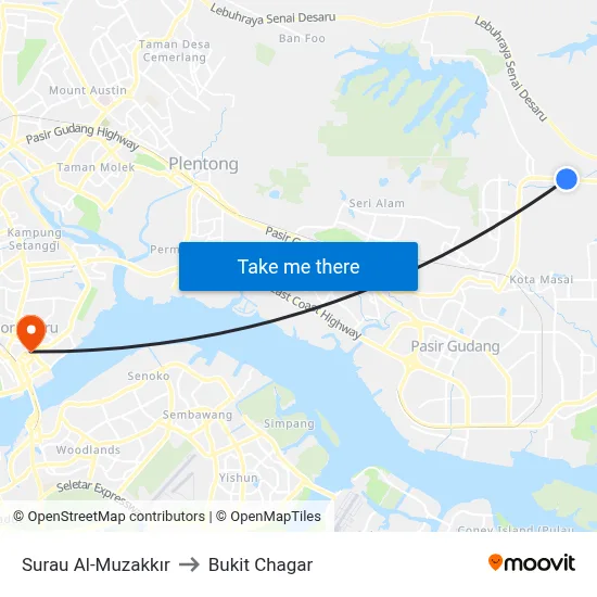 Surau Al-Muzakkır to Bukit Chagar map