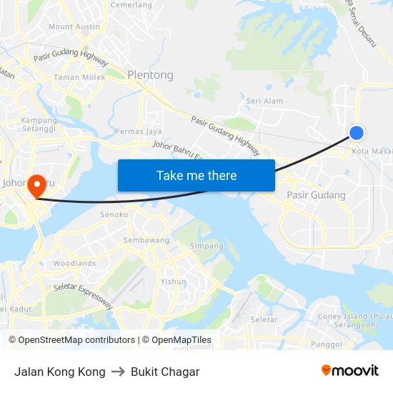 Jalan Kong Kong to Bukit Chagar map