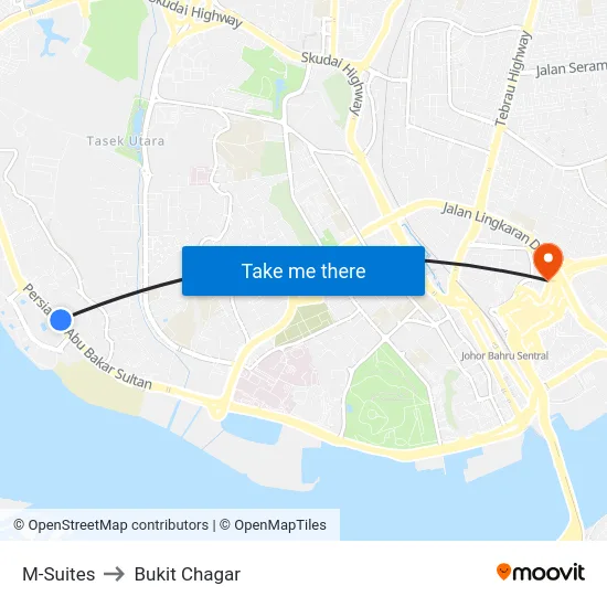 M-Suites to Bukit Chagar map