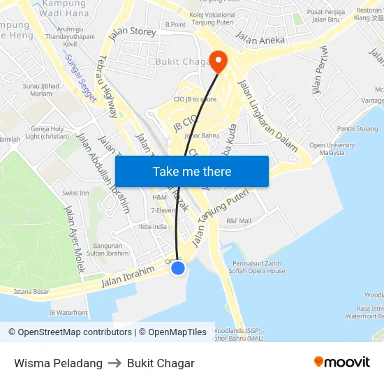 Wisma Peladang to Bukit Chagar map