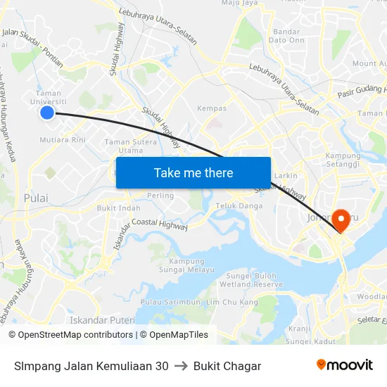 Slmpang Jalan Kemuliaan 30 to Bukit Chagar map