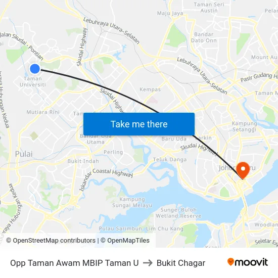 Opp Taman Awam MBIP Taman U to Bukit Chagar map