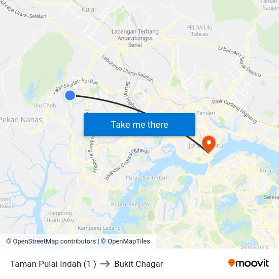 Taman Pulai Indah (1 ) to Bukit Chagar map