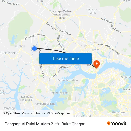 Pangsapuri Pulai Mutiara 2 to Bukit Chagar map