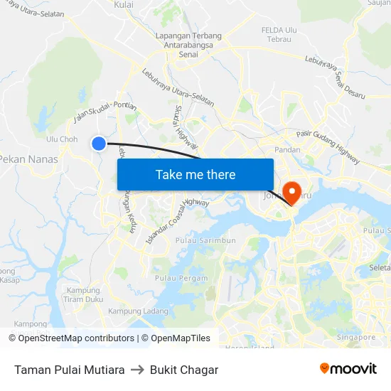 Taman Pulai Mutiara to Bukit Chagar map