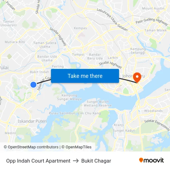 Opp Indah Court Apartment to Bukit Chagar map