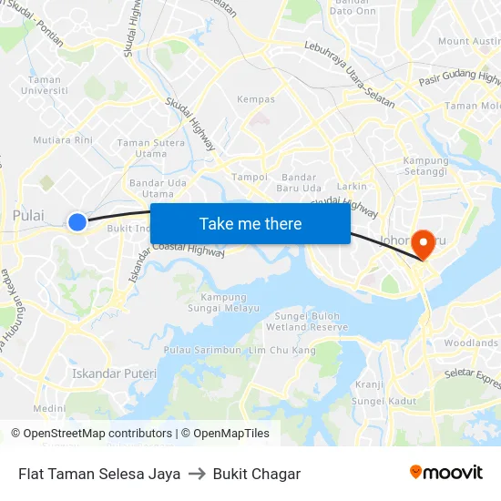 Flat Taman Selesa Jaya to Bukit Chagar map