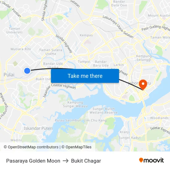 Pasaraya Golden Moon to Bukit Chagar map
